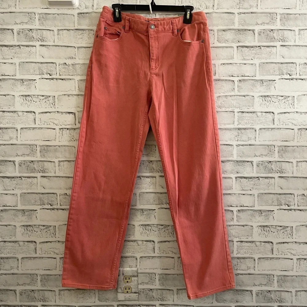 Women’s Liz Claiborne coral colored straight leg pants jeans 12R